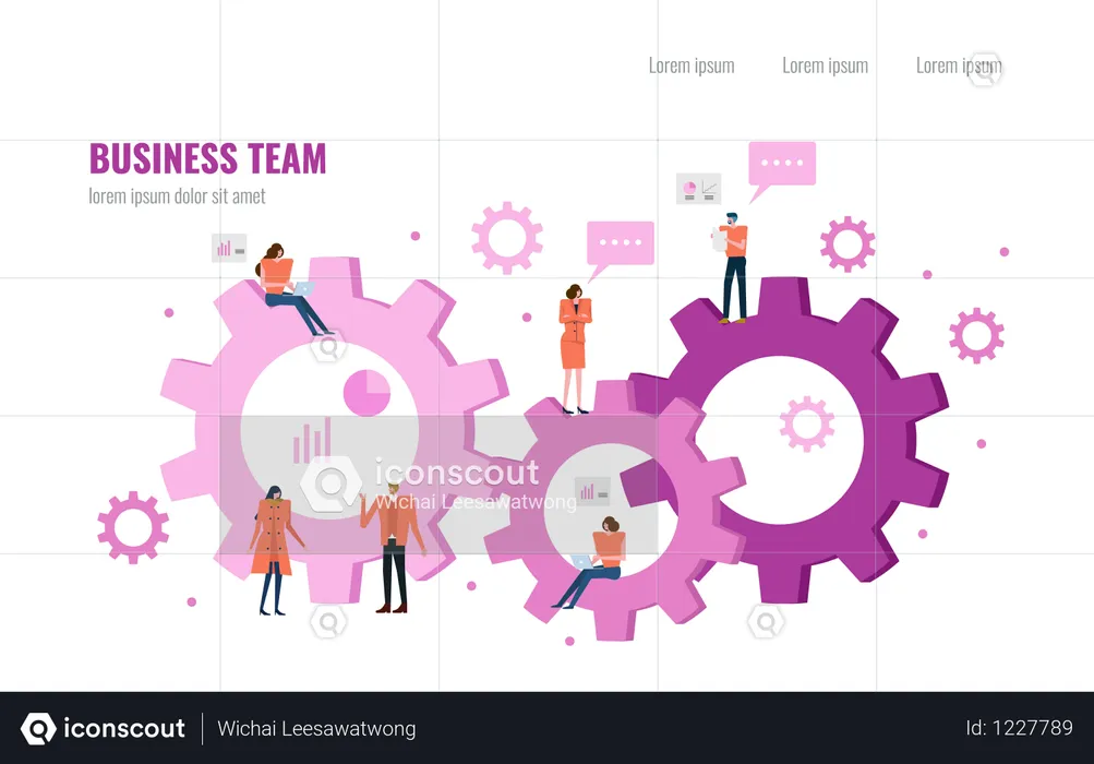 Business people working on a cloud and gears  Illustration