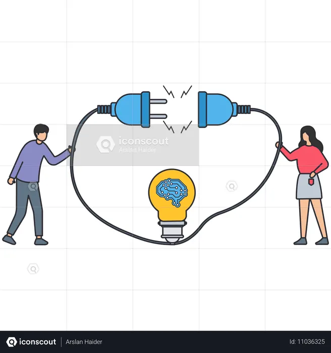 Business people working on AI idea  Illustration