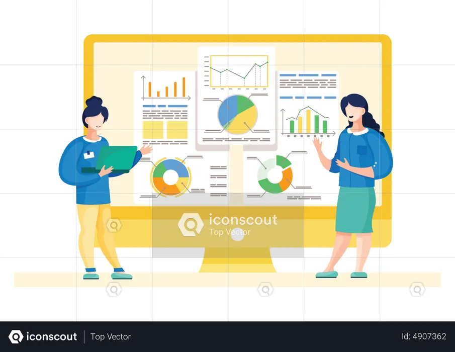 Business people working on analysis  Illustration
