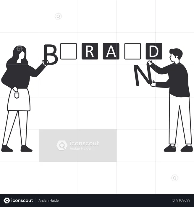Business people working on Brand Building  Illustration