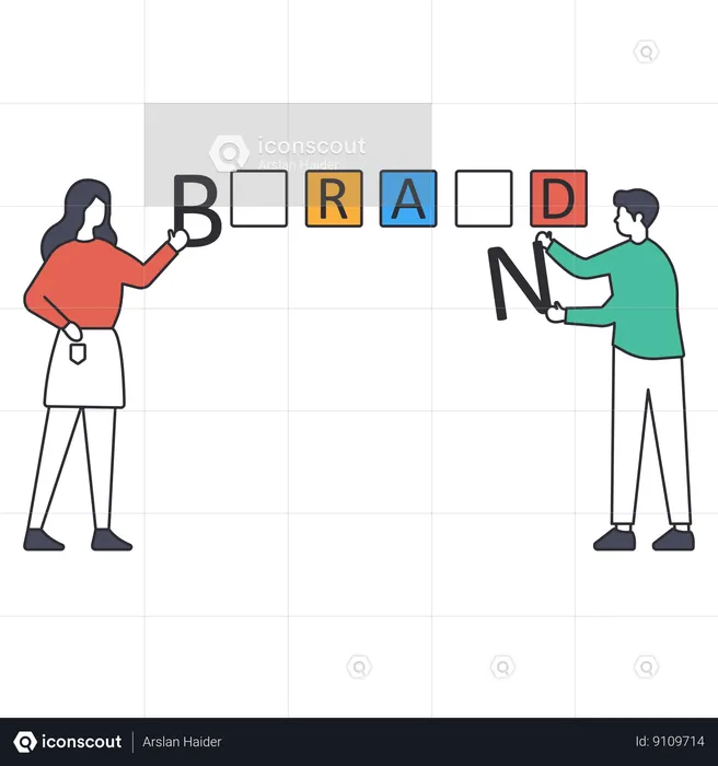 Business people working on Brand Building  Illustration