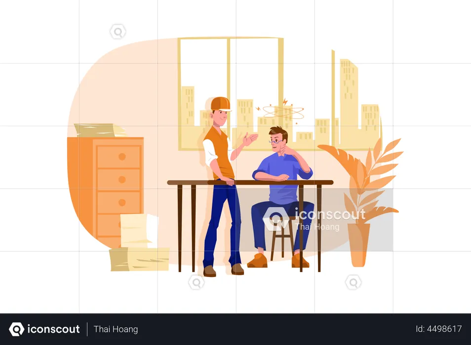 Business people working on business solution  Illustration