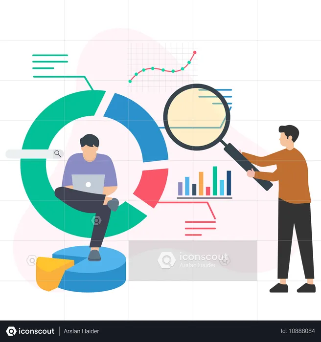 Business people working on data development  Illustration