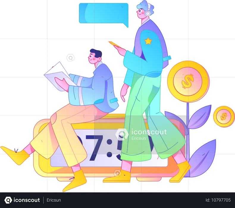 Business people working on deadline  Illustration