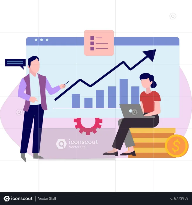 Business people working on financial growth  Illustration