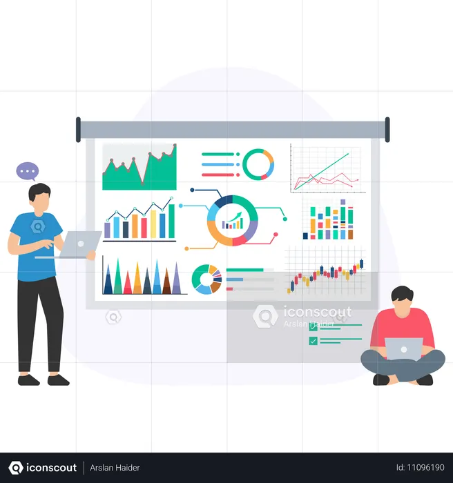 Business people working on financial report  Illustration