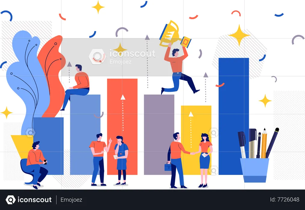 Business people working on  Business Growth  Illustration