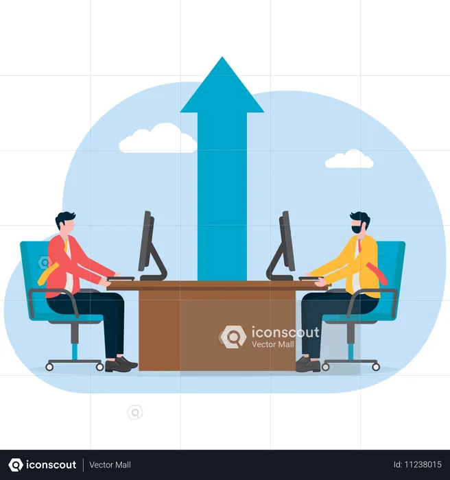 Business people working on growth strategy  Illustration