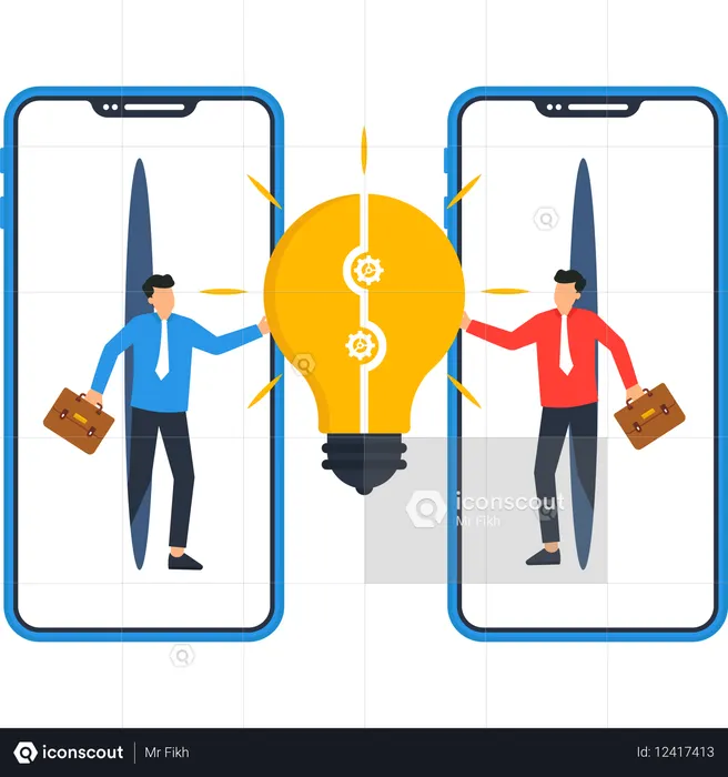 Business people working on idea collaboration  Illustration