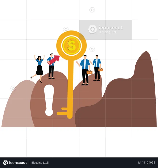 Business people working on key to success  Illustration