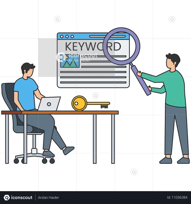 Business people working on keywording  Illustration