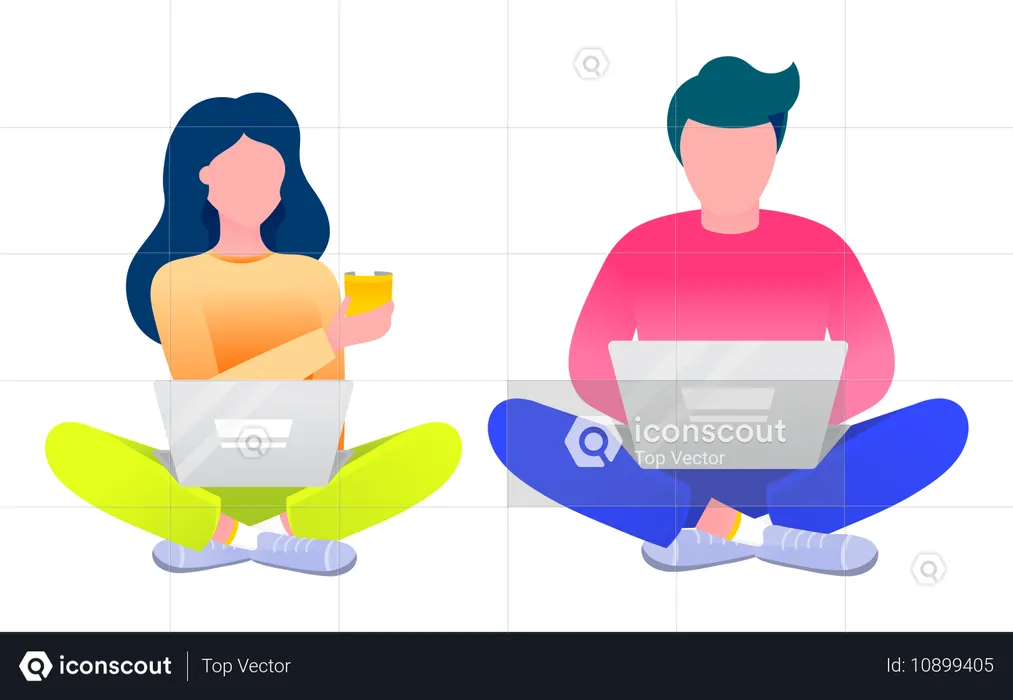 Business people working on laptop  Illustration