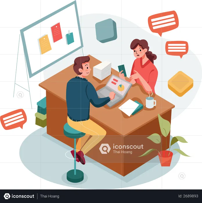 Business People working on managing marketing tasks  Illustration