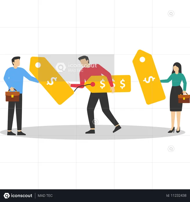 Business people working on pricing model  Illustration