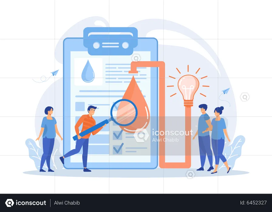 Business people working on product testing  Illustration