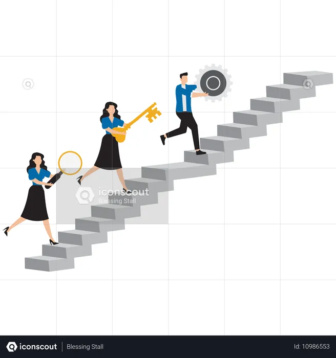 Business people working on business project  Illustration