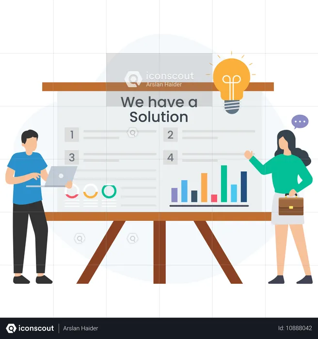 Business people working on solution ideas  Illustration