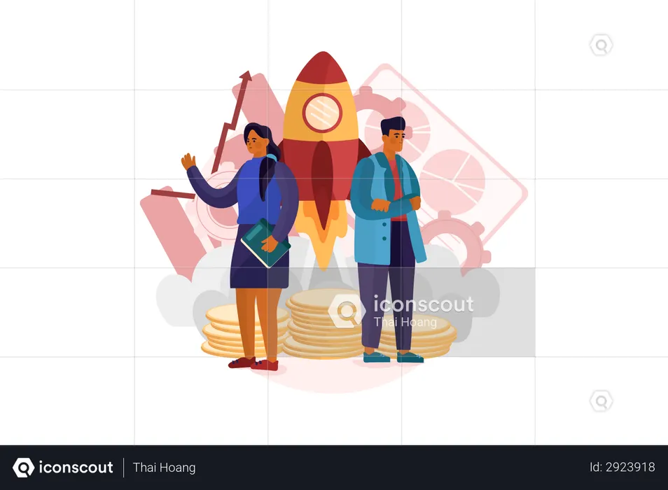 Business People working on startup  Illustration