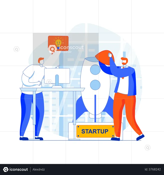 Business people working on startup  Illustration