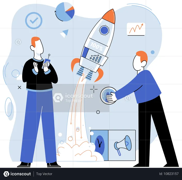 Business people working on startup analysis  Illustration