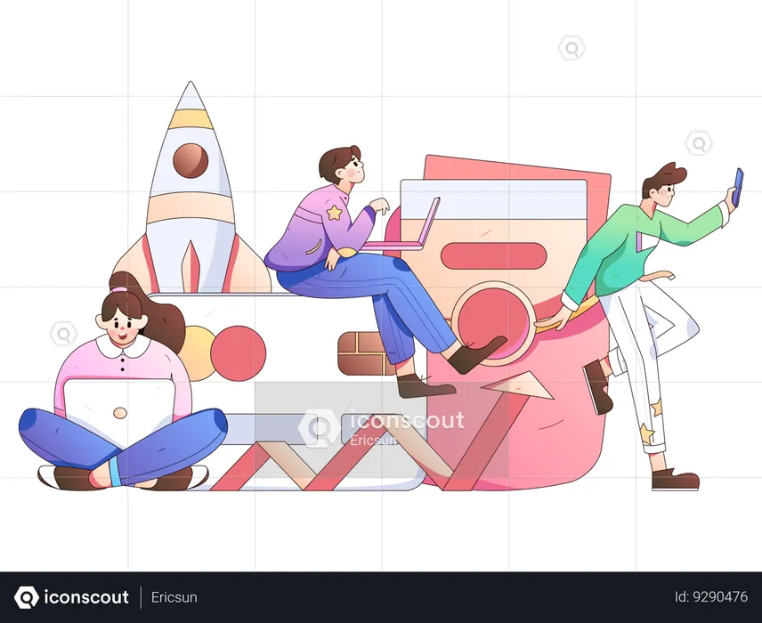 Business people working on startup investment  Illustration