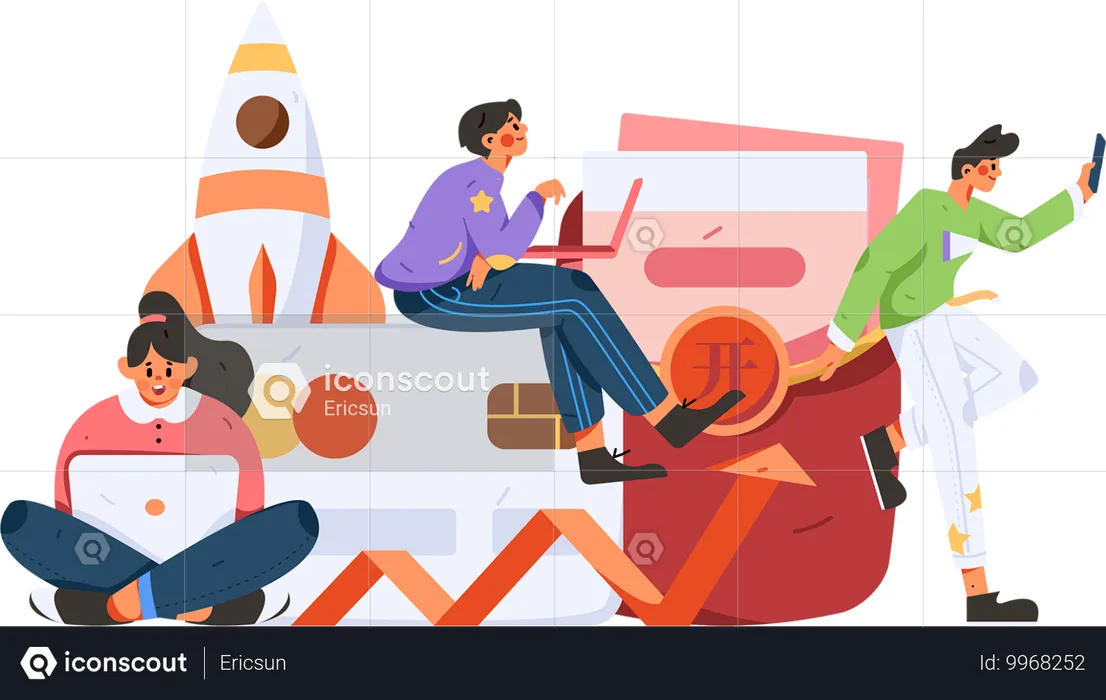 Business people working on startup investment  Illustration