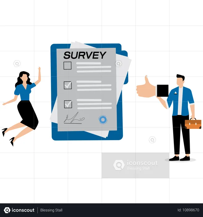 Business people working on survey form  Illustration