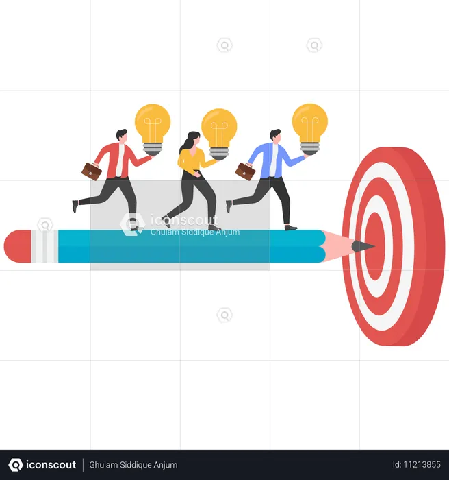 Business people working on target idea  Illustration