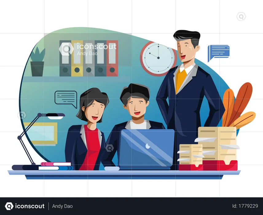 Business people working together and helping eachother  Illustration