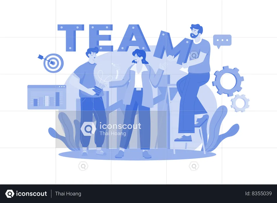 Business People Working Together As A Team  Illustration