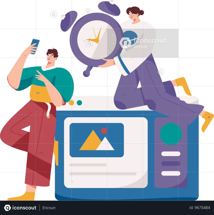 Business people working under deadline  Illustration