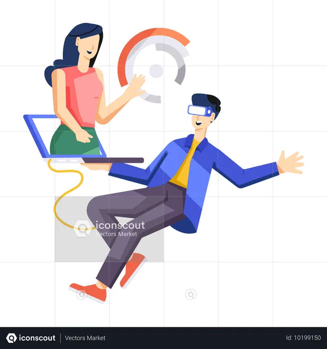 Business people working with VR Business  Illustration