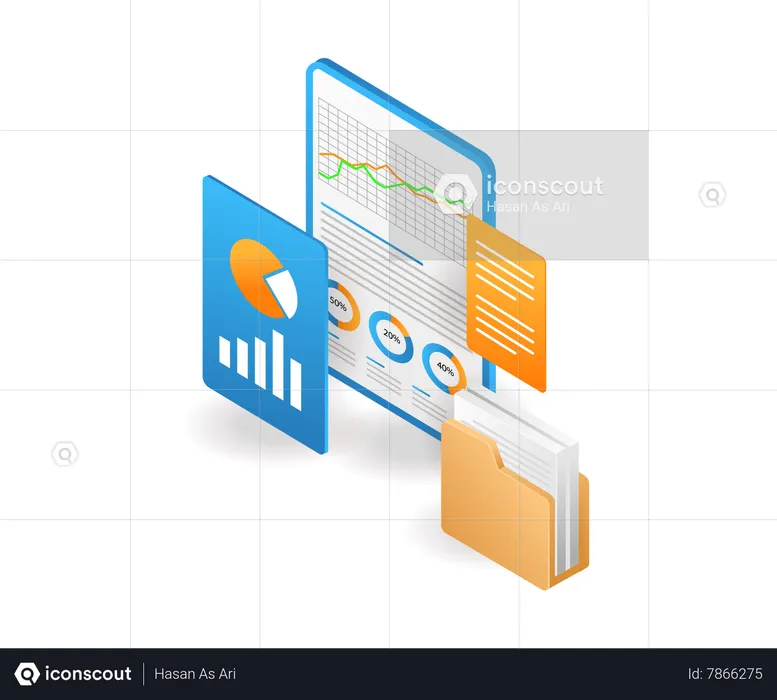 Business performance analysis database  Illustration