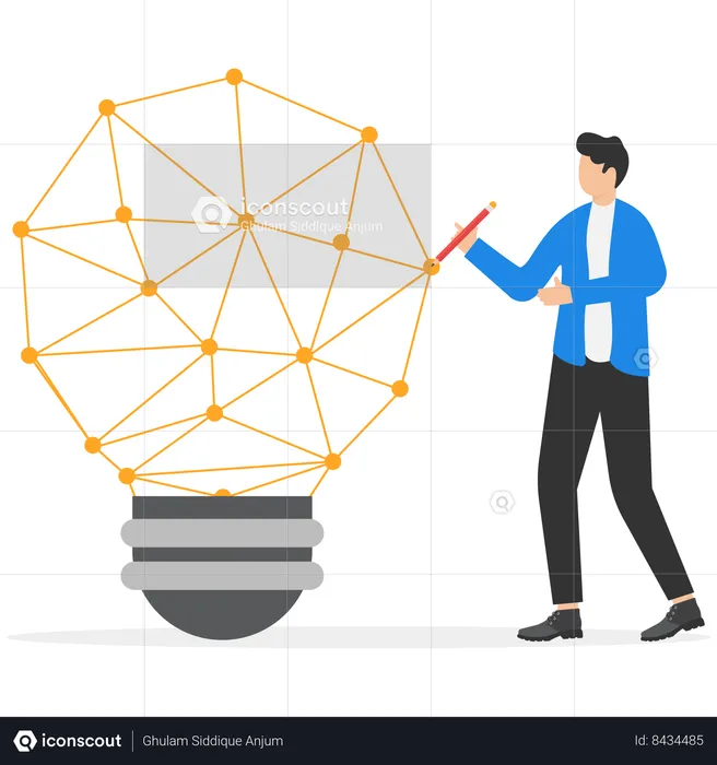 Business person connect the dots and create the idea bulb  Illustration