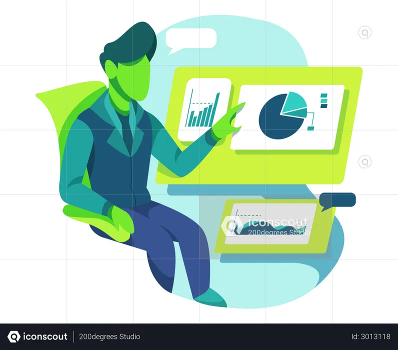 Business person doing Data Research  Illustration