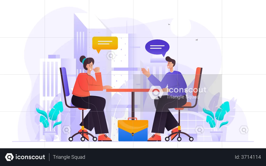 Business Person Doing Discussion  Illustration