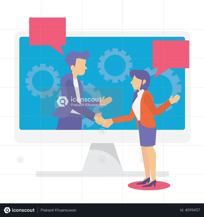 Business person doing online business dealing  Illustration