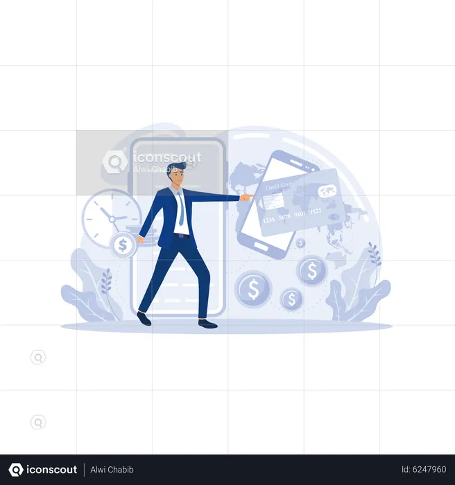 Business person doing payments of utilities  Illustration