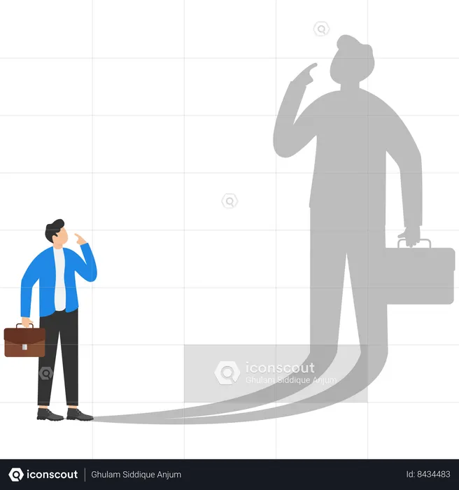 Business person fighting his own shadow  Illustration