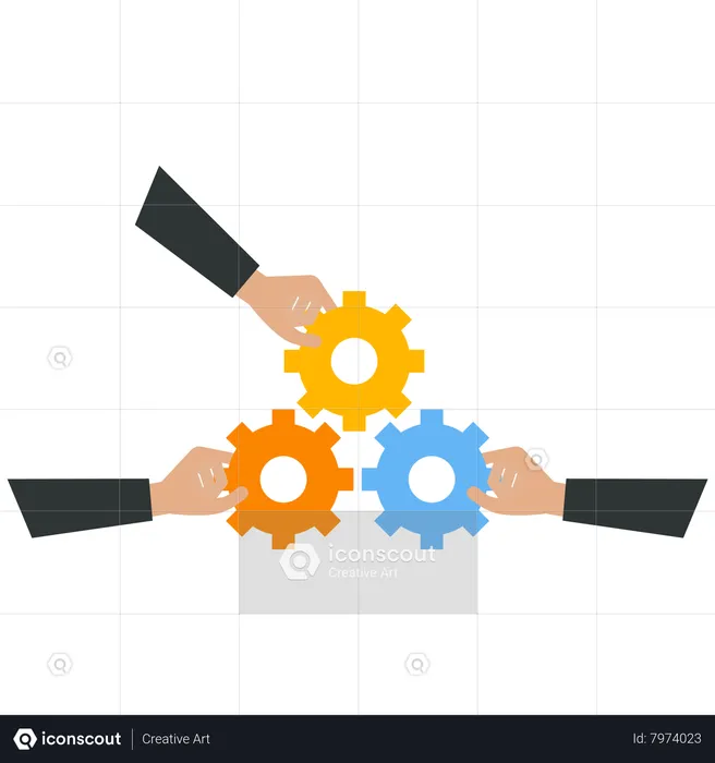Business person holding a three gear together  Illustration