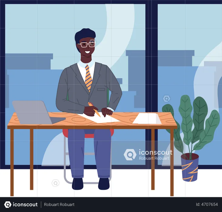 Business person in office  Illustration