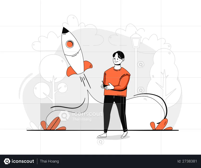 Business person launching new business  Illustration