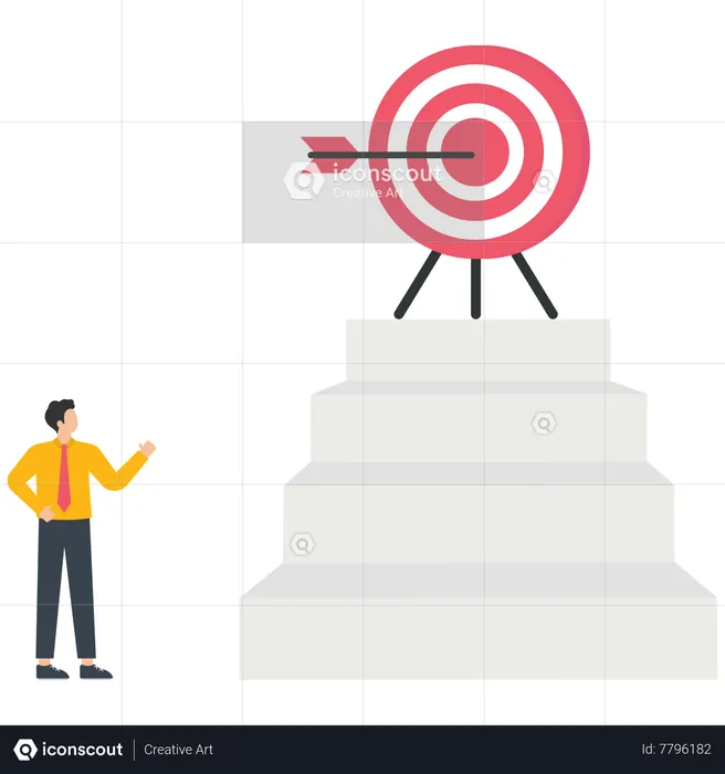 Business person looking a target on a stair  Illustration