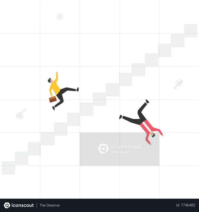 Business person running up and down stairs  Illustration