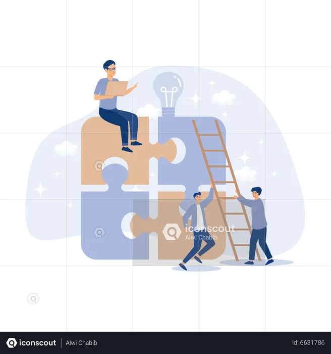 Business person solving business problem  Illustration