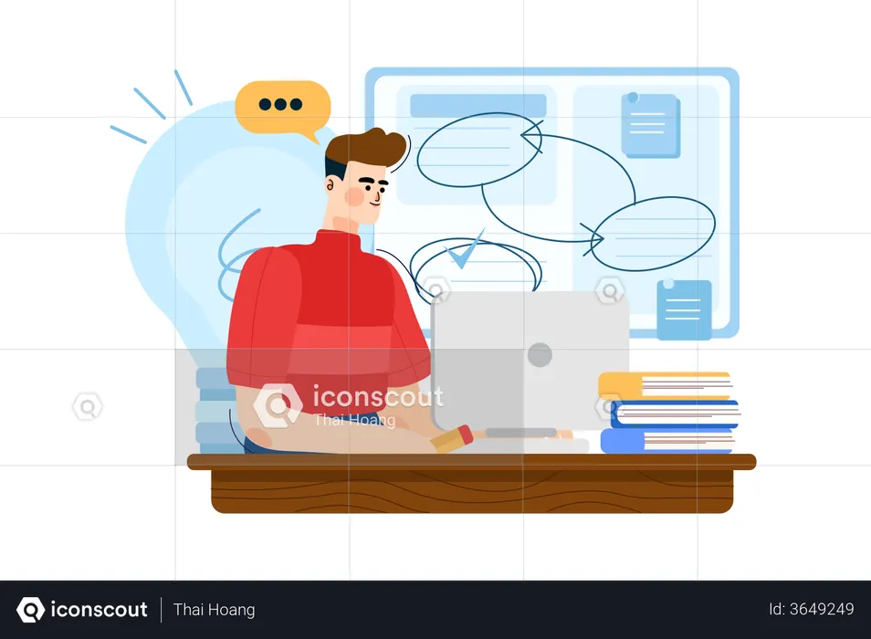 Business person thinking about business startup  Illustration