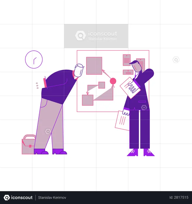 Business Person watching notice board  Illustration