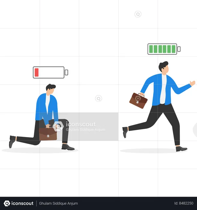 Business person with full energy and tired  Illustration