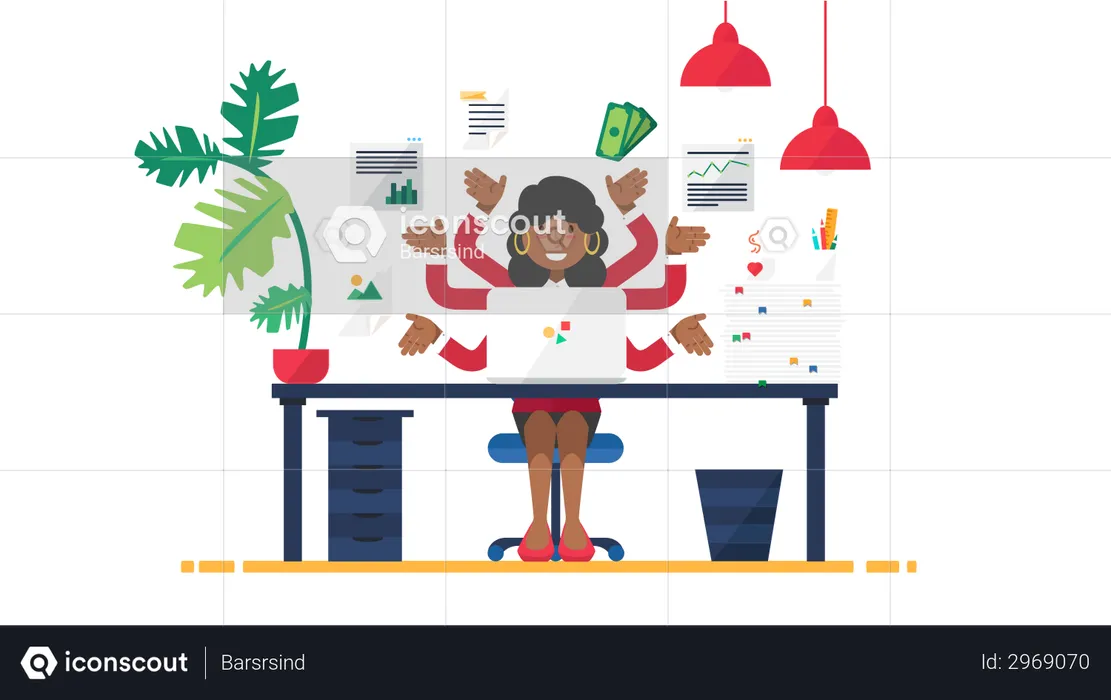 Business person with multitasking skill  Illustration