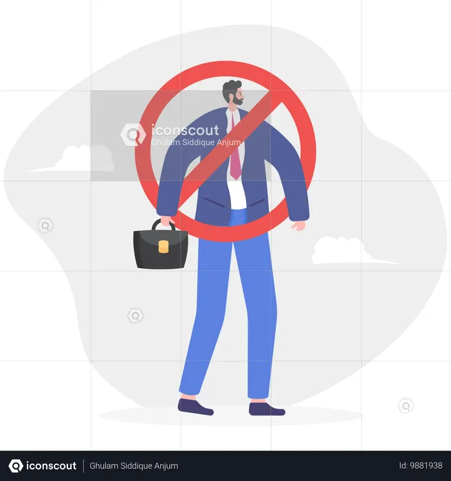 Business person with stop symbol  Illustration